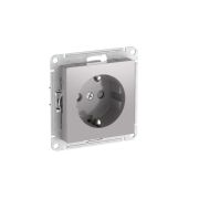Розетка AtlasDesign 16А с заземл. защ. шторки быстрозажим. клем. механизм алюм. SE ATN000345S