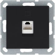 Розетка компьютерная 1-м RJ45 IP20 кат. 5E механизм черн. матов. soft touch Jasmart G6105PB