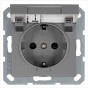 Розетка 1-м Shuko 16А IP20 с заземл. защ. шторки с крышкой механизм алюм. Jasmart G5505S