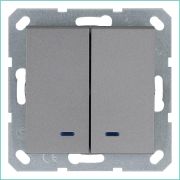 Выключатель 2-кл. 10А IP20 с подсветкой механизм алюм. Jasmart G3023NS