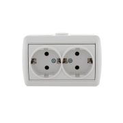 Розетка 2-м ОП Nata 16А IP20 с заземл. керамика бел. LEZARD 710-0200-127