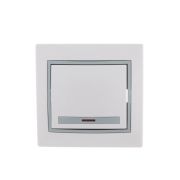 Выключатель 1-кл. СП Mira 10А IP20 с подсветкой с сер. вставкой бел. LEZARD 701-0215-111