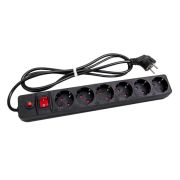 Удлинитель с сетевым фильтром 6х7м с заземл. 10А IP20 ПВС 3х0.75 защ. шторки черн. UNIVersal 967U-4007