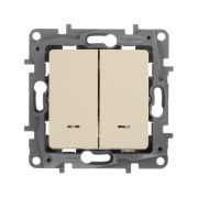 Выключатель 2-кл. СП Etika 10А IP20 250В 10AX с подсветкой/индикацией безвинтов. зажимы механизм сл. кость IEK 672304