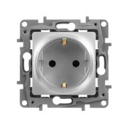 Розетка 1-м СП Etika 16А IP31 250В 2P+E с заземл. защ. шторки немецк. стандарт винтов. клеммы механизм алюм. IEK 672422