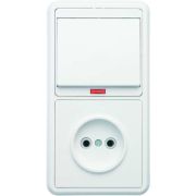 Блок БКВР-214 Бэлла (1-кл. выкл. с инд. + розетка) бел. Кунцево 5817